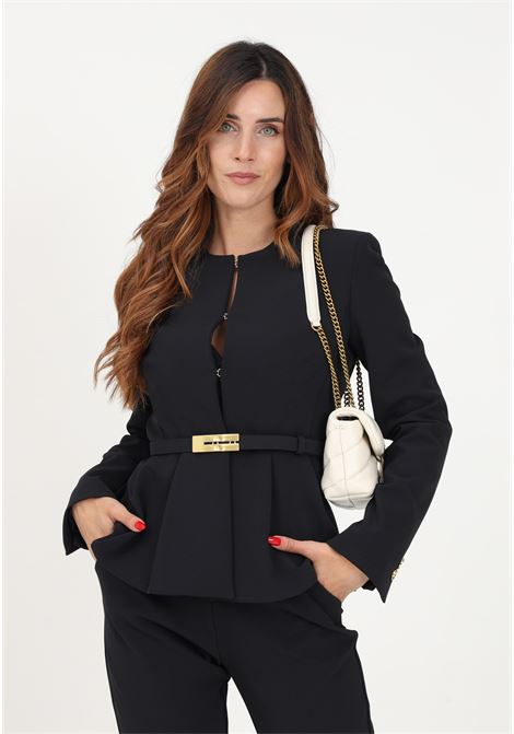 Giacca elegante nera da donna con cintura PINKO | Giacche | 101663-A0HCZ99