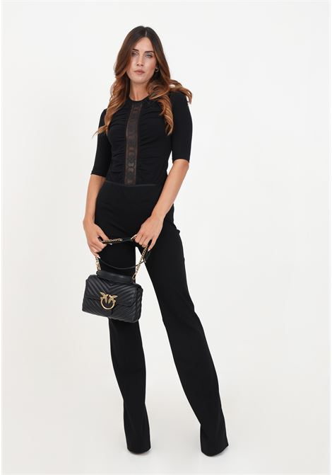 Pantalone elegante nero con cuciture tono su tono da donna PINKO | Pantaloni | 101718-A13EZ99
