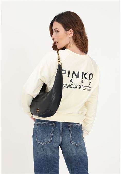 Cream crewneck sweatshirt for women with maxi print on the back PINKO | Sweatshirt | 101775-A13LZ03