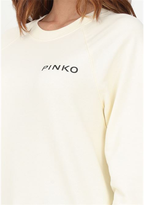Felpa girocollo panna da donna con maxi stampa sul retro PINKO | 101775-A13LZ03