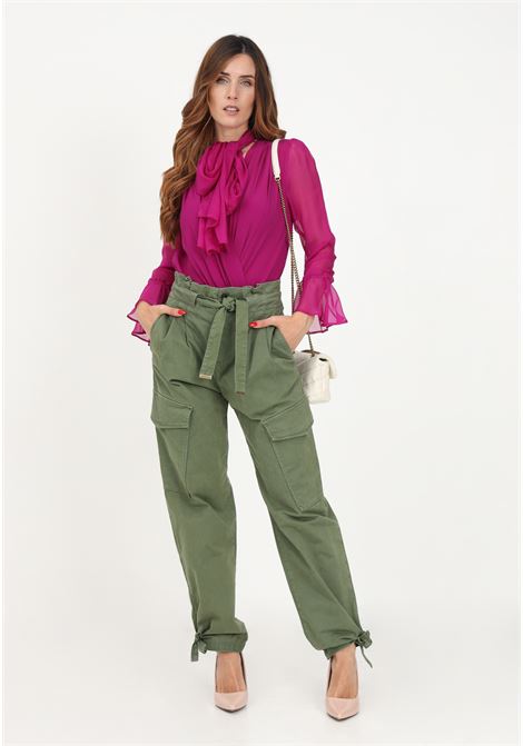 Pantalone casual verde da donna modello cargo PINKO | Pantaloni | 101786-A15LV45