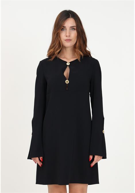 Short black dress with gold buttons for women PINKO | Dresses | 101825-A14IZ99