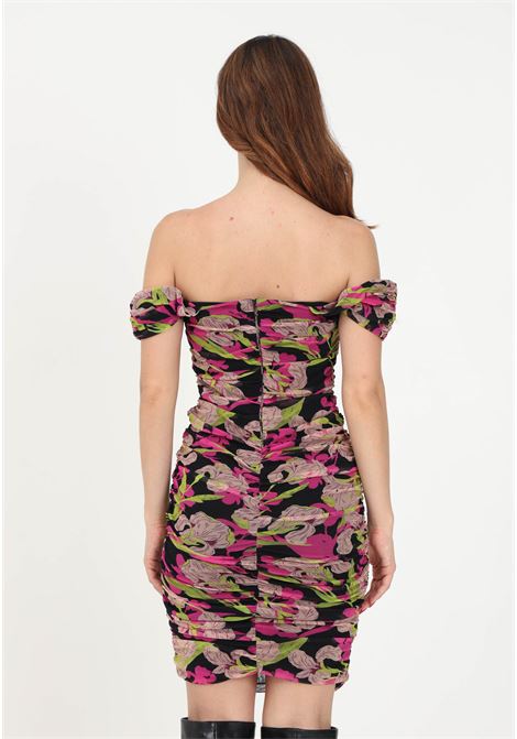 Short black dress for women with iris floral pattern PINKO | Dresses | 101837-A153ZY5