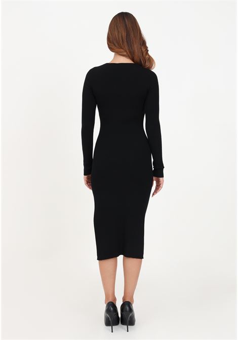 Black women's midi dress in ribbed stretch wool knit PINKO | Dresses | 101845-A15SZ99