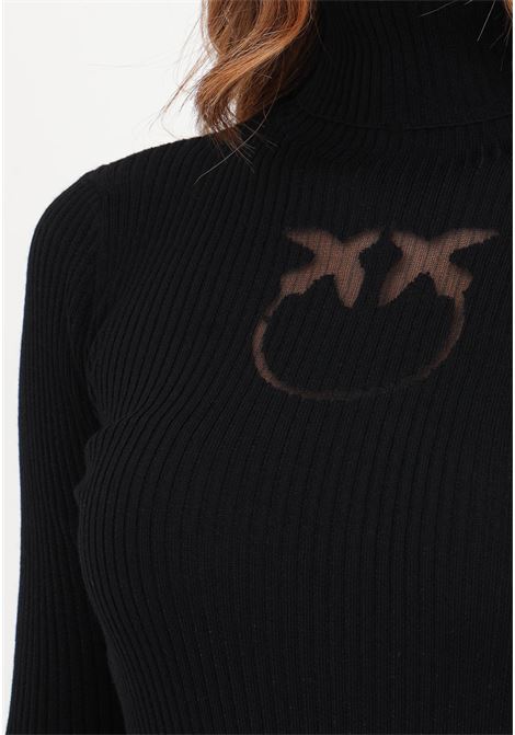 Short black dress for women with Love Birds logo inlay PINKO | Dresses | 102020-A18MZ99