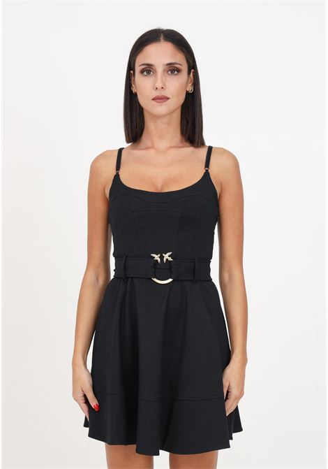 Black mini dress with thin straps for women PINKO | Dresses | 102100-A1B2Z99