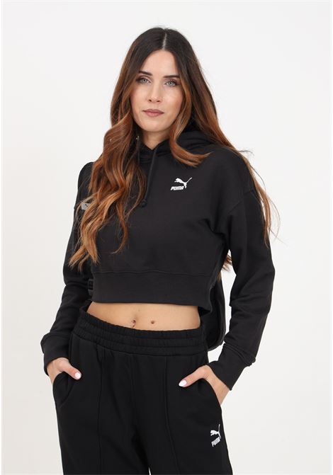 Black crop sweatshirt with women's logo PUMA | 62140901