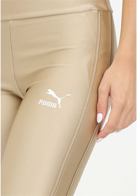 Satin gold leggings with women's logo PUMA | Leggings | 62146384