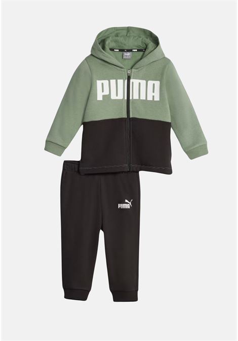 Green and black tracksuit with logo for newborns PUMA | Sport suits | 67013744
