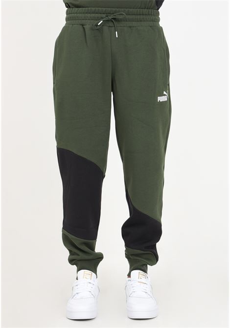 Pantalone verde militare e nero di tuta con logo da uomo PUMA | Pantaloni | 67333031
