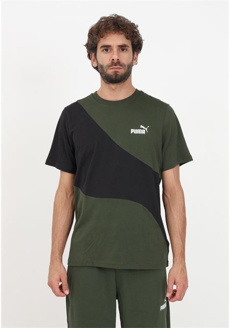 Military green and black t-shirt with men's logo PUMA | T-shirt | 67338031
