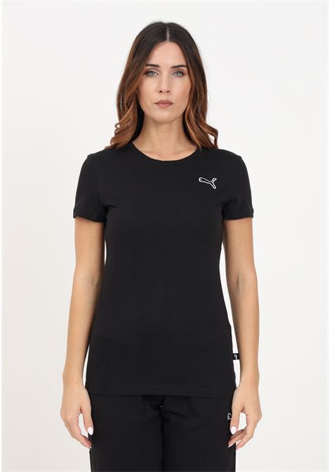 T-shirt nera con logo da donna PUMA | T-shirt | 67598601
