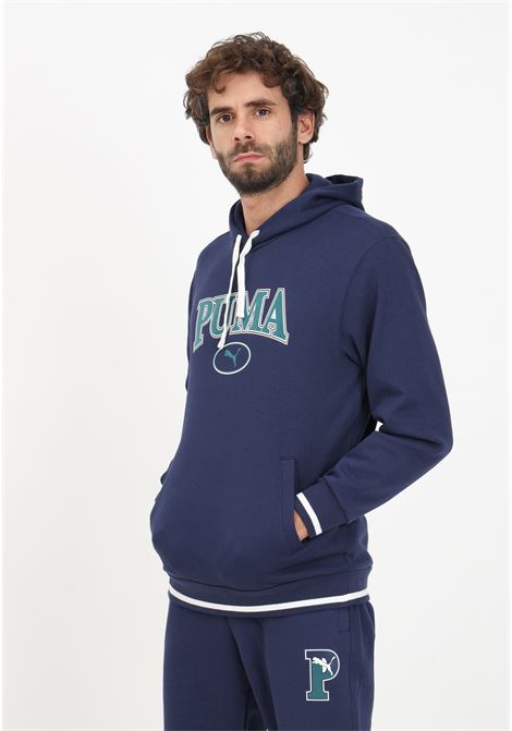 Blue sweatshirt with logo and hood for men PUMA | 67601706