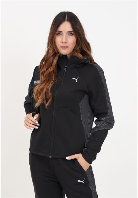 Black sweatshirt with full zip and hood for women PUMA | 67607301