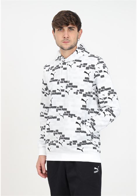 White sweatshirt with all-over logo for men PUMA | 67681902