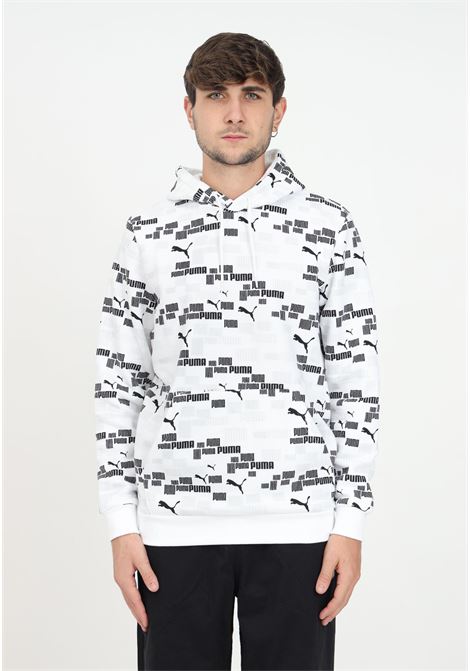 White sweatshirt with all-over logo for men PUMA | 67681902