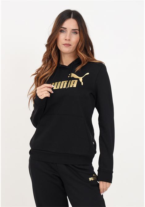Black sweatshirt with metallic logo for women PUMA | 84995801