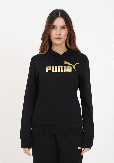 Black sweatshirt with metallic logo for women PUMA | 84995801