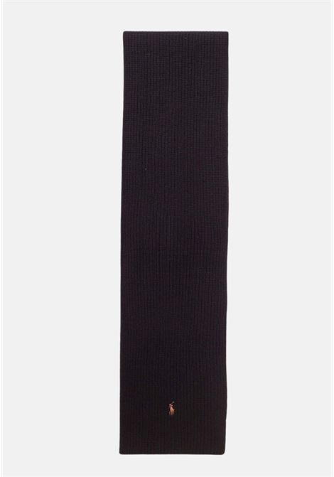 Black wool blend scarf with unisex logo RALPH LAUREN | Scarves | 449904784001.