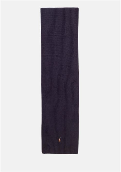 Blue knitted scarf with unisex logo RALPH LAUREN | Scarves | 449904784005.
