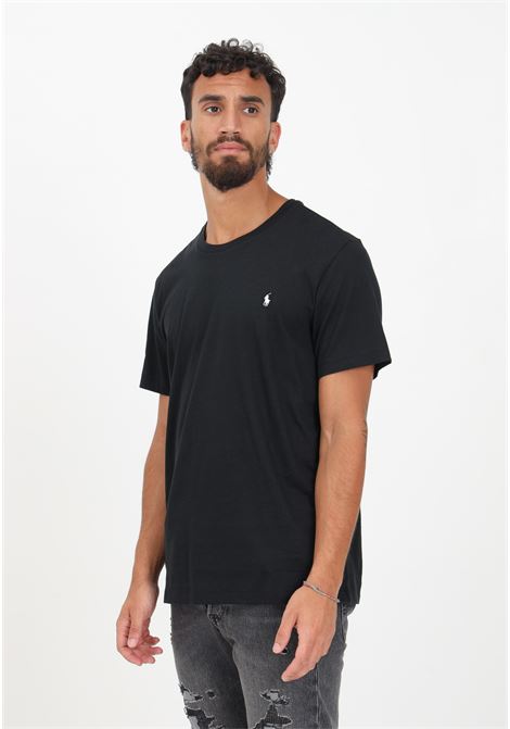 T-shirt nera da uomo con logo a contrasto RALPH LAUREN | T-shirt | 714844756001.