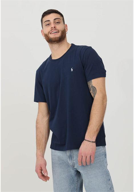 T-shirt blu da uomo con logo a contrasto RALPH LAUREN | T-shirt | 714844756002.