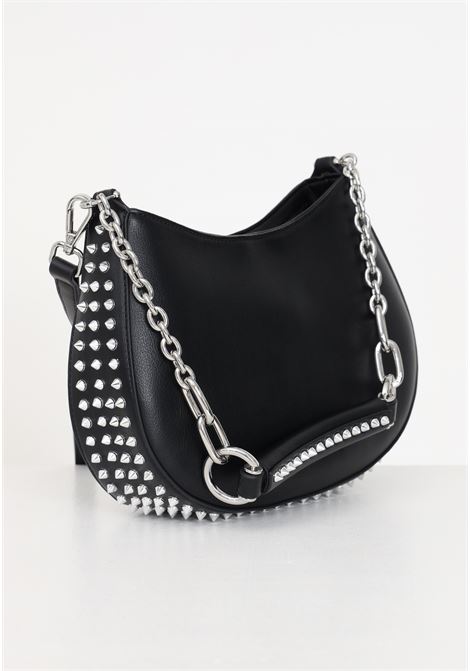 Black shoulder bag with silver logo for women RICHMOND | Bags | RWA23125BON2BLACK