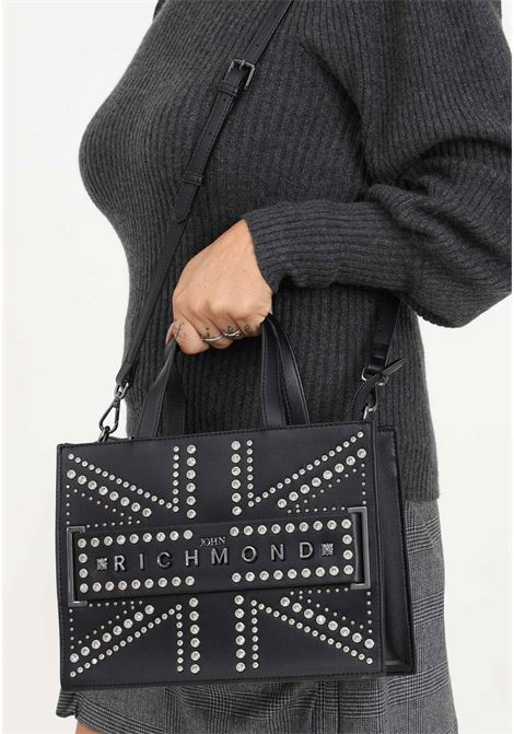 Black bag with logo and buckles for women RICHMOND | Bags | RWA23144BON2BLACK