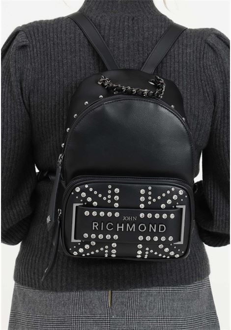 Ivory bag with logo and buckles for women RICHMOND | Backpacks | RWA23147ZAN2black
