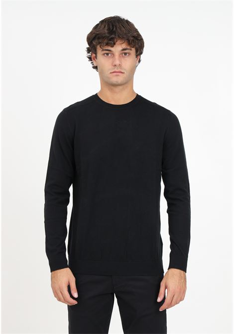 Black crew neck sweater for men SELECTED HOMME | Knitwear | 16074682BLACK