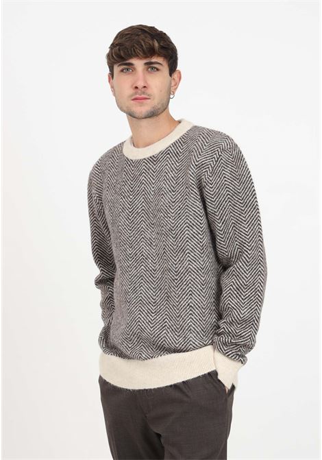Sweater with zig zag pattern for men SELECTED HOMME | Knitwear | 16086699CHOCOLATE TORTE