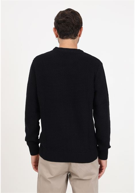 Black pullover with a varied texture for men SELECTED HOMME | Knitwear | 16091738BLACK
