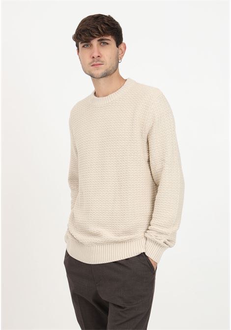 Beige pullover with a varied texture for men SELECTED HOMME | Knitwear | 16091738OATMEAL