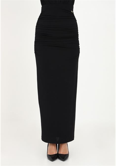 Long black women's skirt with central drapery SHIT | Skirt | SH2324055UNERO