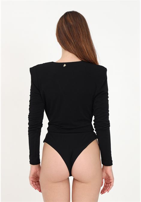 Women's black bodysuit with deep V neckline SHIT | Body | SH2324056NERO