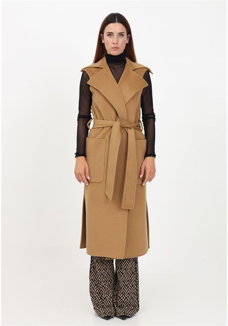 Beige sleeveless coat for women SIMONA CORSELLINI | Coat | A23CPGLV02-01-C01500030645