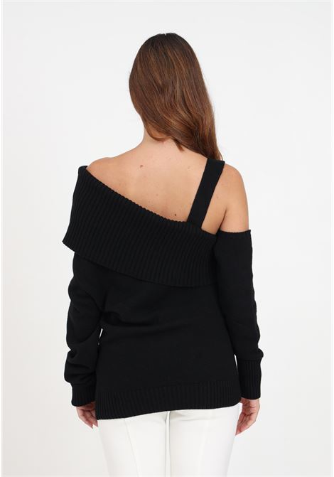 Black cashmere blend sweater with double ring shoulder strap for women SIMONA CORSELLINI | Knitwear | A23CPMGO05-01-C03300080003