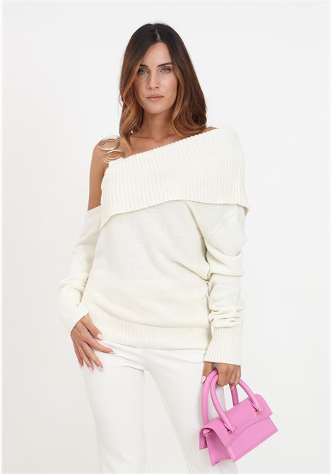 Cashmere blend sweater with double ring shoulder strap for women SIMONA CORSELLINI | Knitwear | A23CPMGO05-01-C03300080653