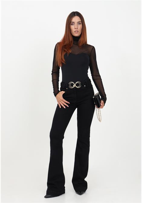 Black flared jeans for women with belt SIMONA CORSELLINI | Jeans | A23CPPAD01-01-C03600030663