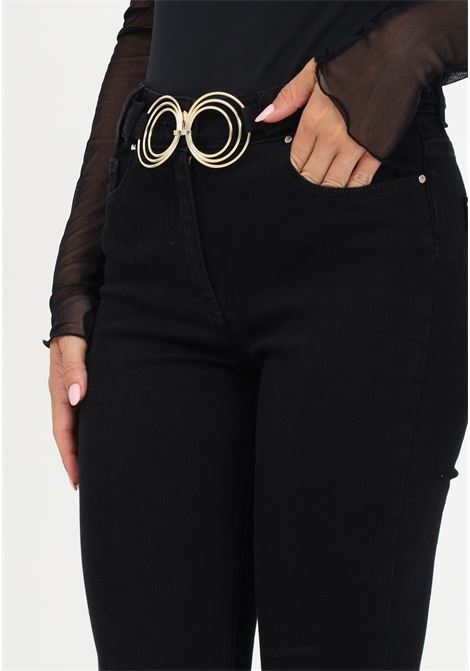 Jeans a zampa nero da donna con cintura SIMONA CORSELLINI | Jeans | A23CPPAD01-01-C03600030663