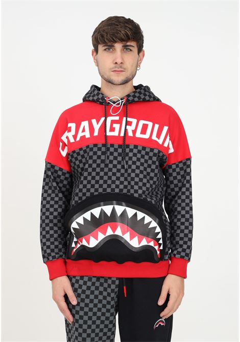 Patterned sweatshirt with logo and hood for men SPRAYGROUND | Hoodie | SP249BLKWBLACK