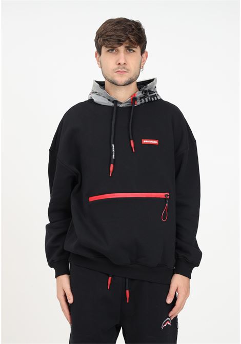 Black sweatshirt with red zip and hood for men SPRAYGROUND | Hoodie | SP384.