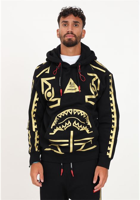Black and gold men's sweatshirt. SPRAYGROUND | Hoodie | SP411.