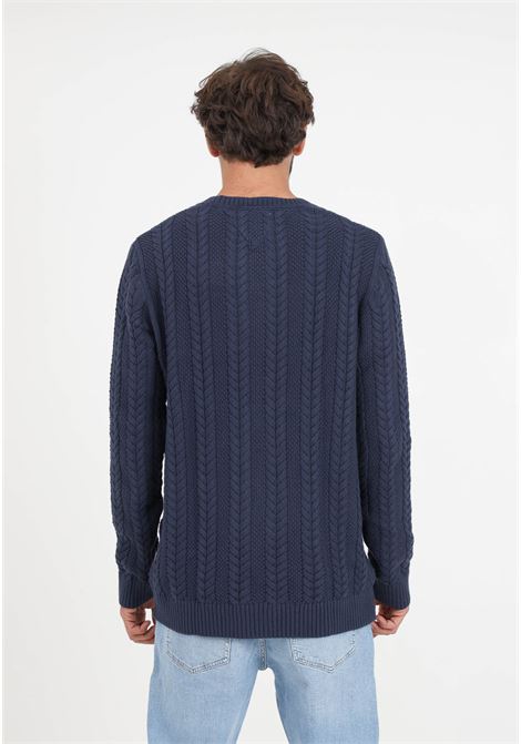 Pullover blu in maglia con logo da uomo TOMMY JEANS | Maglieria | DM0DM15059C87C87