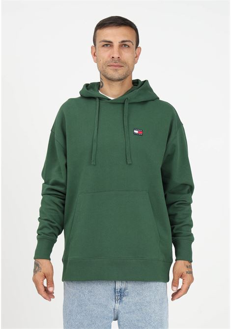 Green hooded sweatshirt for men embellished with logo patch TOMMY JEANS | DM0DM16369L2ML2M