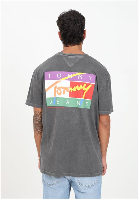 T-shirt grigia da uomo con logo firma sul retro TOMMY JEANS | T-shirt | DM0DM16827BDSBDS