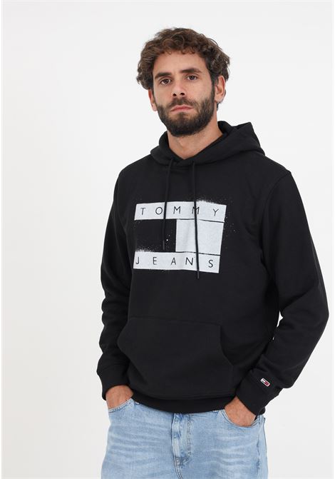 Black men's sweatshirt with hood TOMMY JEANS | DM0DM17911BDSBDS