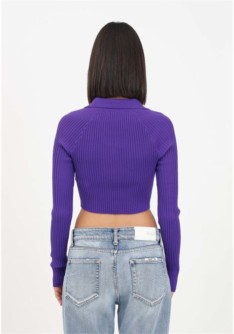 Purple ribbed crop sweater for women TOMMY JEANS | Knitwear | DW0DW14950VMLVML