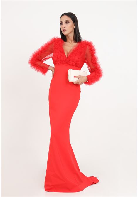 Red mermaid dress for women VALERIA MAZZA | Dresses | 305 ABITO SIRENA C/ROUCHES430