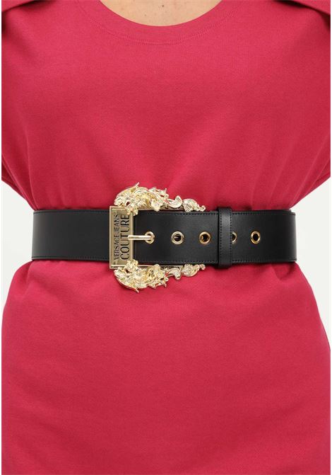 Women's Wide Black Leather Belt Maxi Buckle with Logo VERSACE JEANS COUTURE | Belt | 73VA6F0271627899